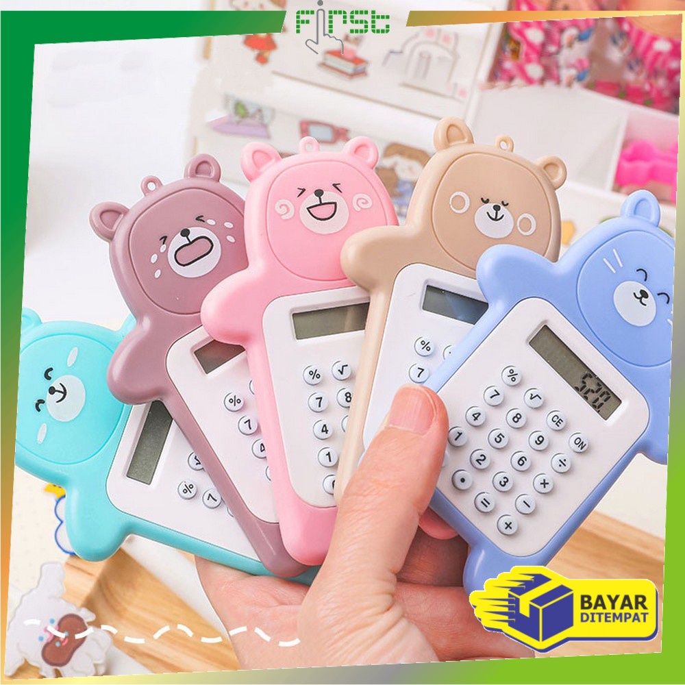 

FH-C325 Kalkulator Mini Motif Beruang 8 Digit Tombol Karet Sekolah Stationary/ Bear Calculator Travel Mini Portable Desain Kartun Beruang