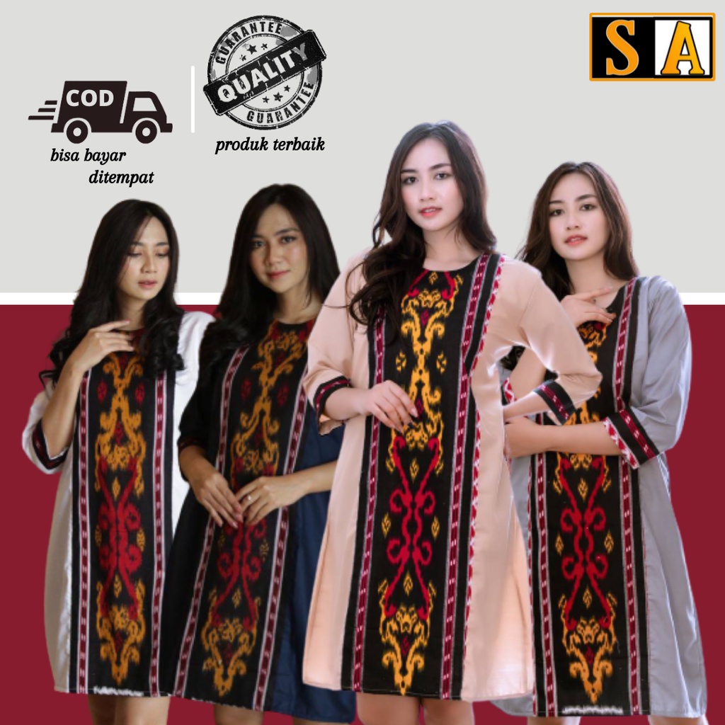 dress batik wanita remaja kekinian modern terbaru terusan gereja tunik kondangan wedding dres wanita