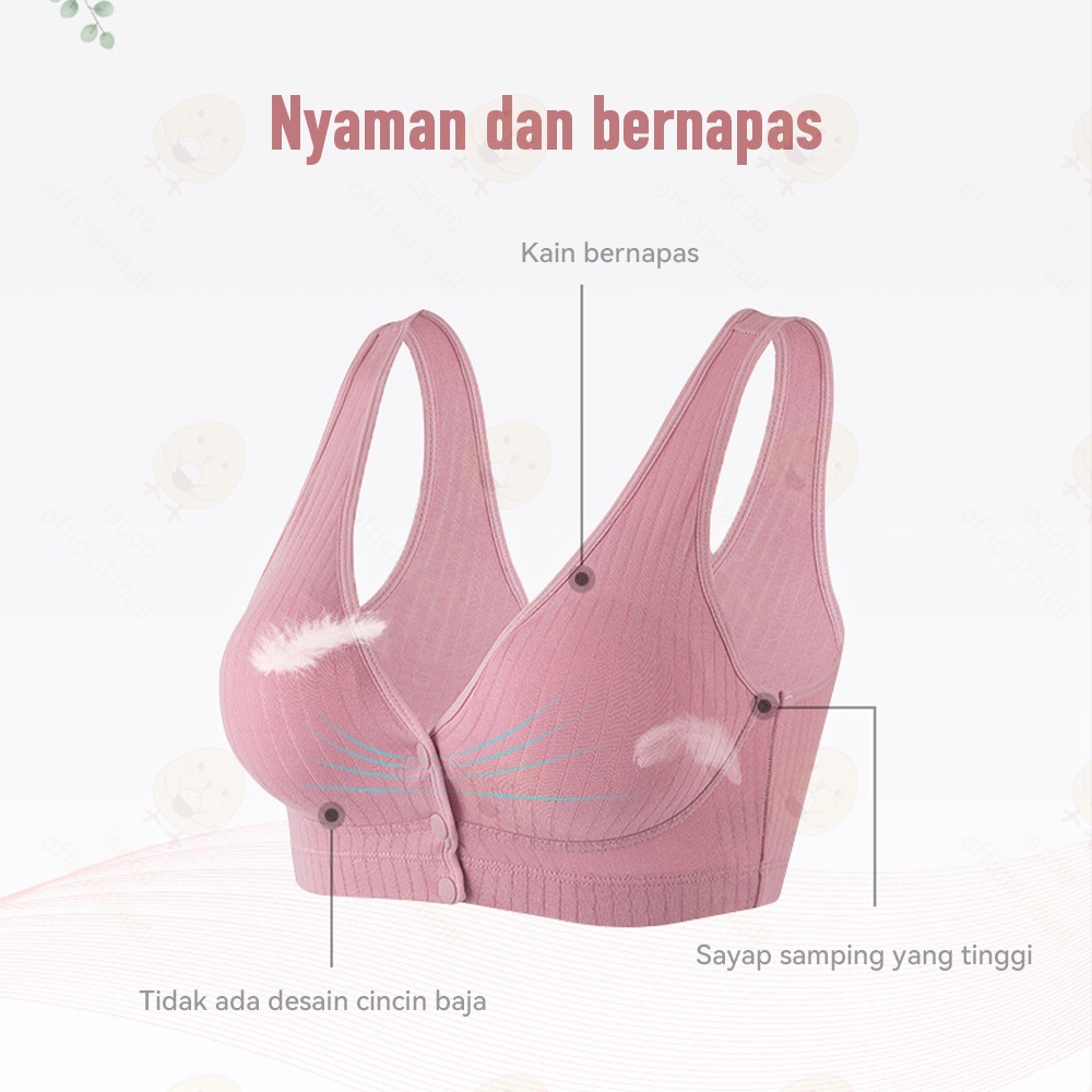 Lacoo Bh bra menyusui tanpa kawat Bra menyusui kancing depan jumbo Maternity bra menyusui katun