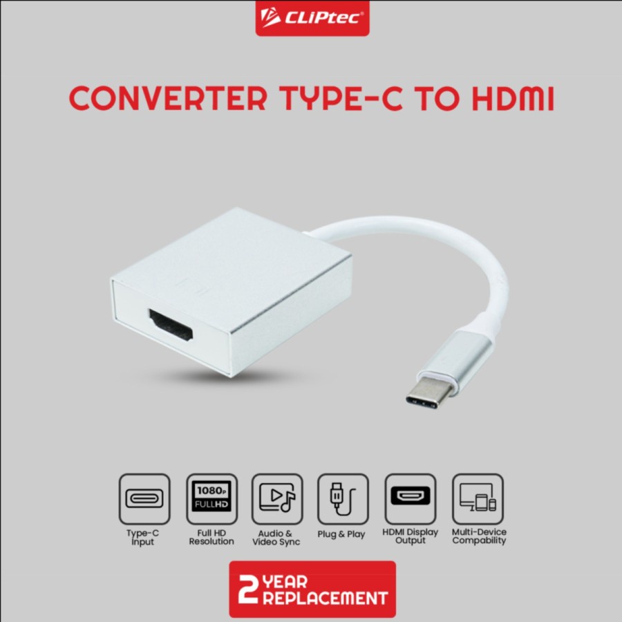 Usb 3.1 Type-c to Hdtv konverter cable cliptec 4k 2k UHD for phone laptop macbook - Converter Usb-c to hdtv