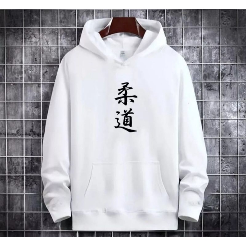 Hoodie pria wanita Tulisan cina bahan flecce