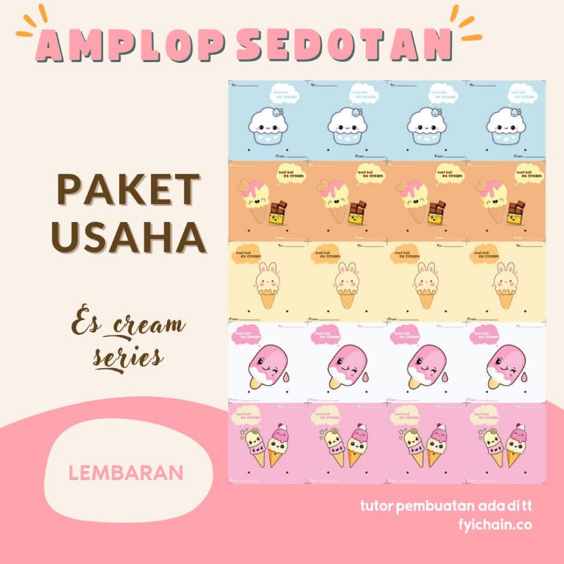 

[Paket Usaha] Amplop sedotan es cream series lembaran