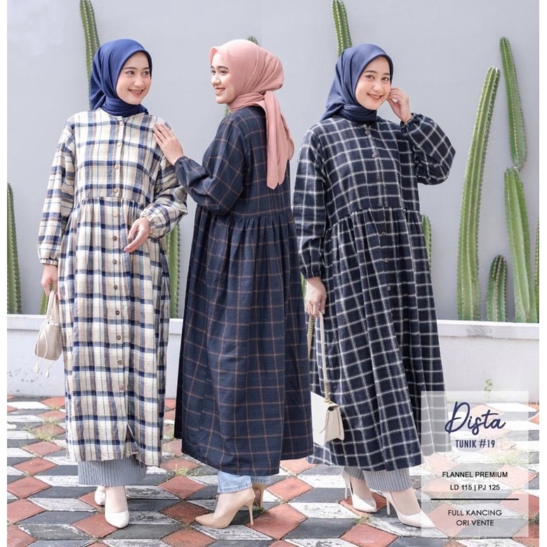 DISTA TUNIK - Tunik Flanel Kancing // Kemeja Panjang Flanel // Tunik Motif Tartan // Basic Tartan Sh