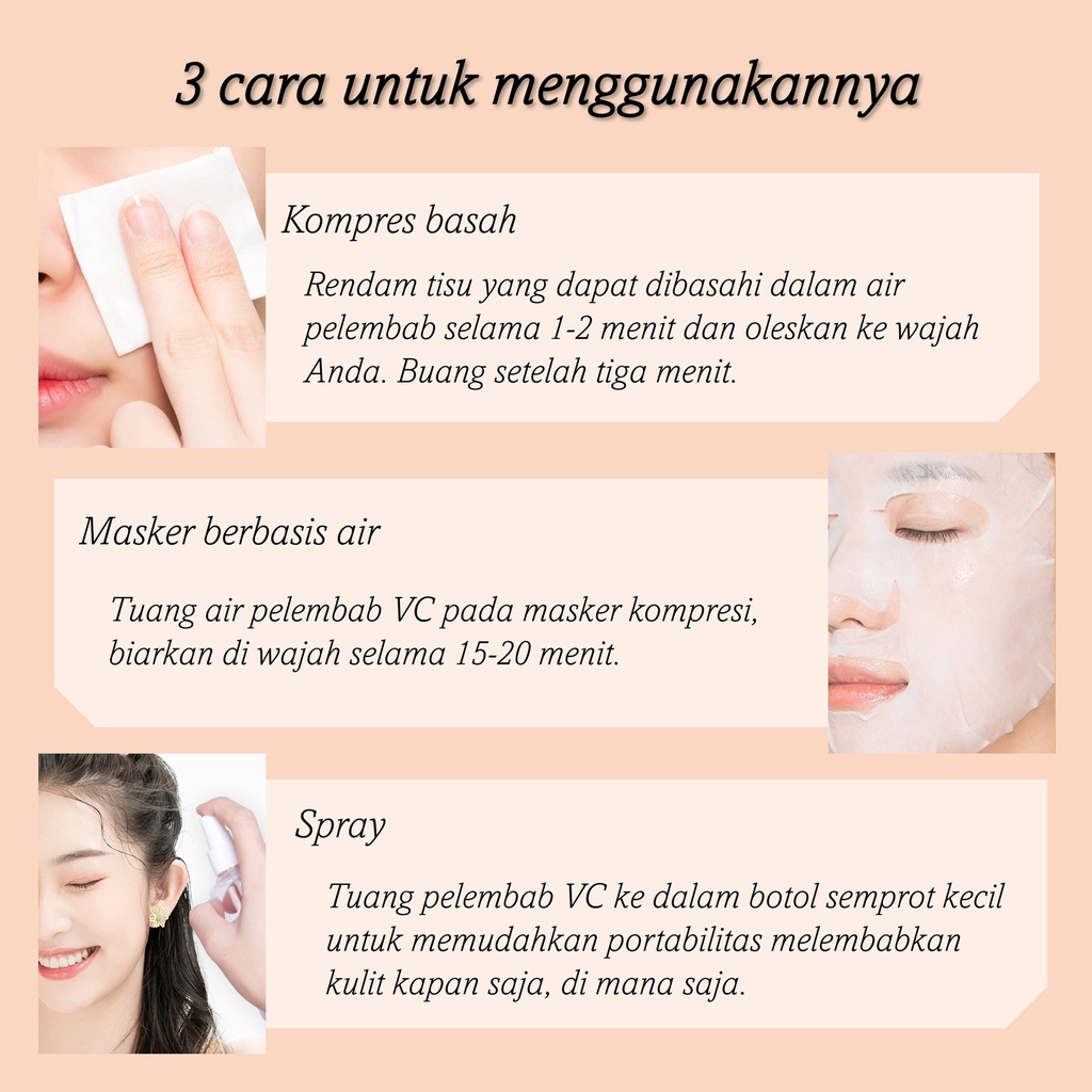 Toner wajah glowing Skincare wajah Toner glowing VC Hydrating Moisturizing Toner 500ml Asam hialuronat dan vitamin C alami Menghilangkan keriput / mencerahkan kulit / menghidrasi