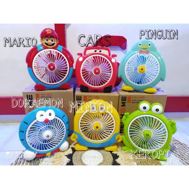 Kipas Angin Meja Duduk Motif Kartun WELHOME 10 inch Desk Fan Karakter