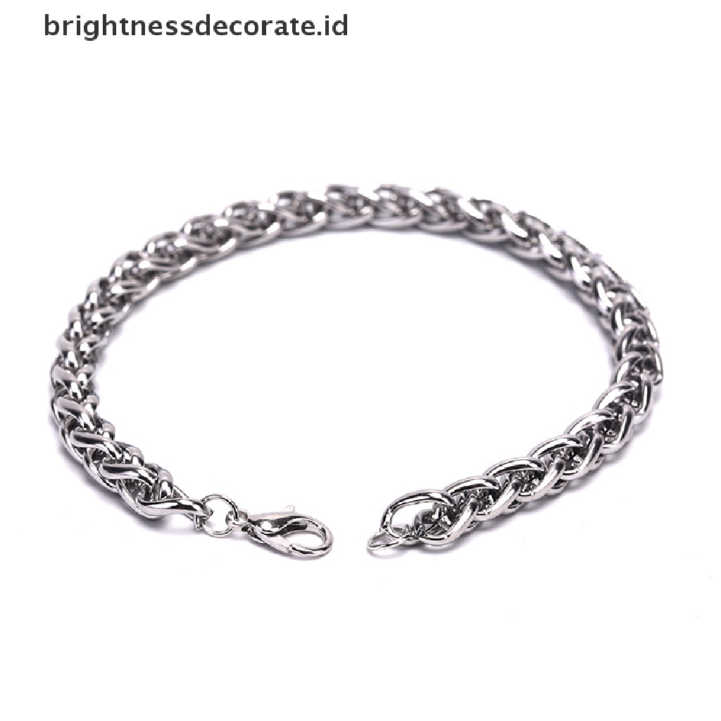 [Birth] Perak Pria Stainless Steel Rantai Link Gelang Tangan Bangle Perhiasan Punk [ID]