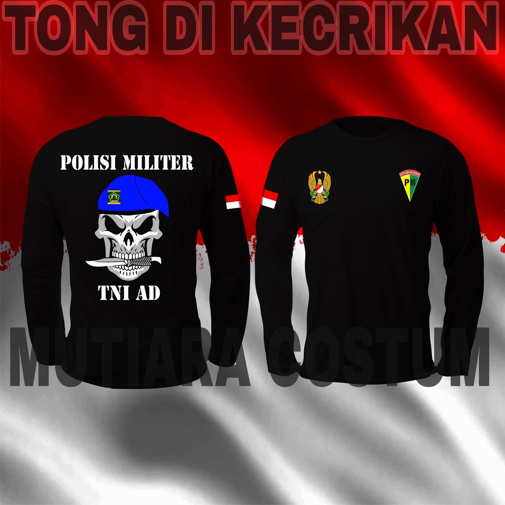 KAOS POLISI MILITER TNI AD LENGAN PANJANG WARNA HITAM