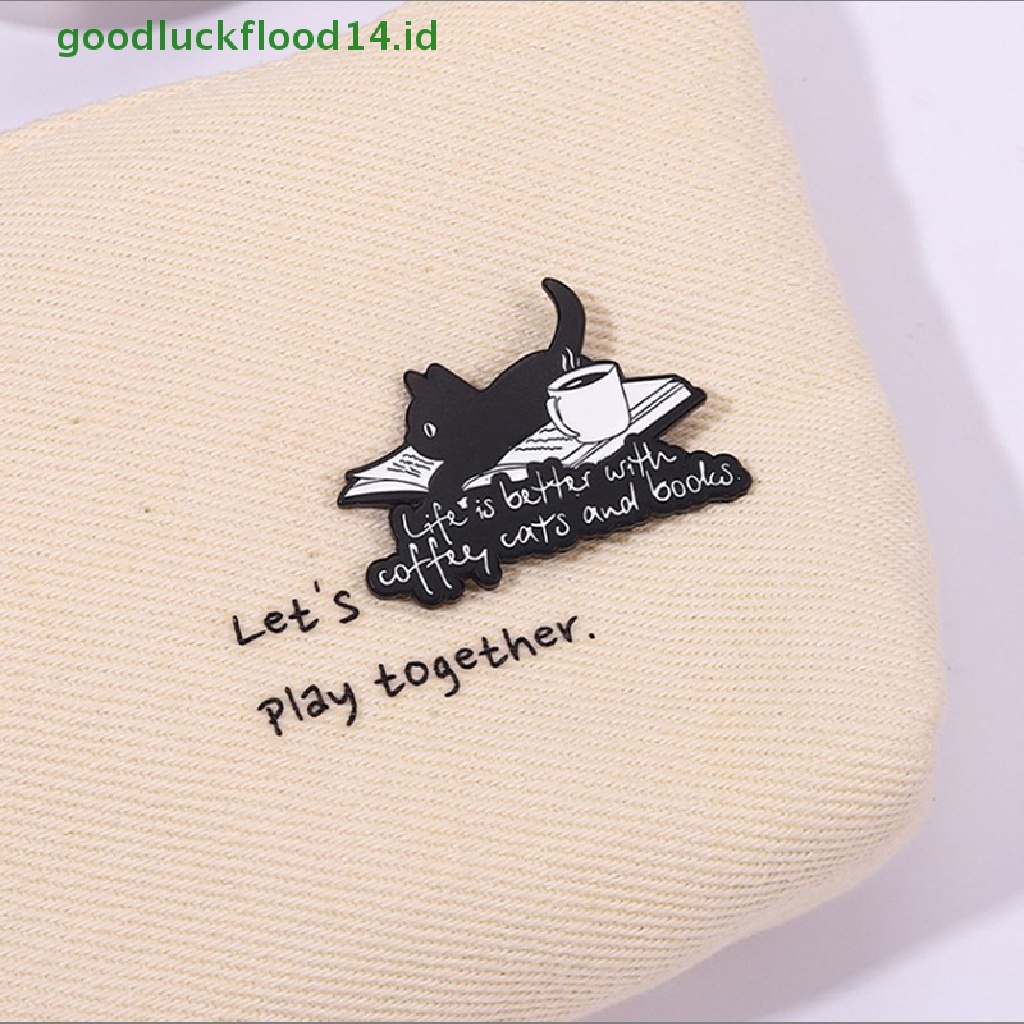 [GOOGFOUR] Dream Life Enamel Pins Custom Life is Better with Cat Coffee Book Bros Lapel Badges Hadiah Perhiasan Hewan Untuk Teman Anak [TOP]