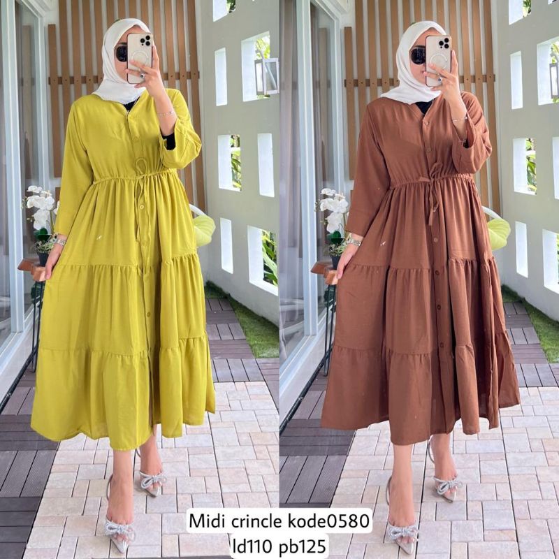 Midi Terbaru / Midi terlaris / Midi Cringkle / Midi Serat Kayu / Midi Cringkle Polos 0580 / Gamis Ko