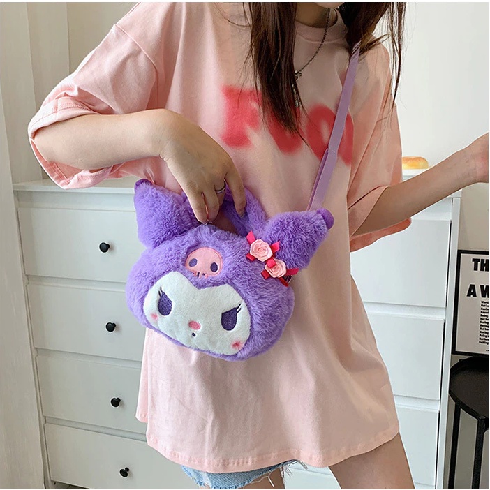 IMPORT TAS SELEMPANG WANITA Sanrio Kuromi Tas Bahu Mewah Kelinci Imut Tas Kurir Boneka Mewah Hadiah Ulang Tahun