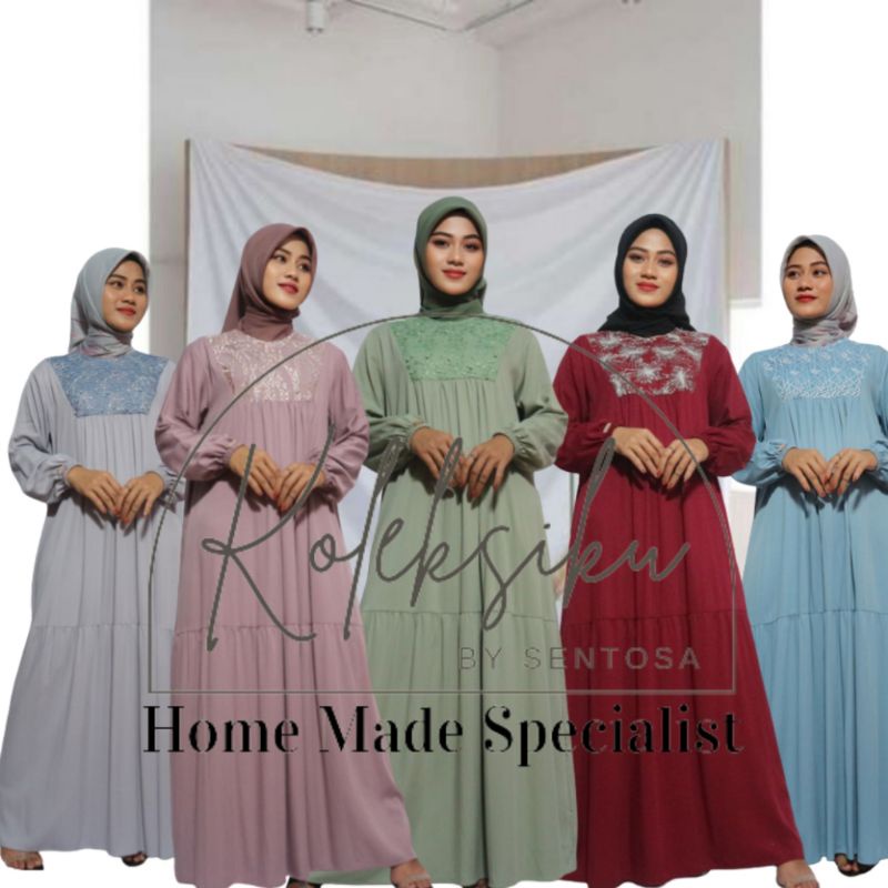 Layyin - Gamis Twill / Dress Raisa /Gamis Model Terbaru Mix Brukat By Sentosa