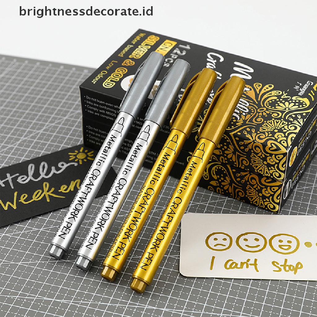 [Birth] Pulpen Spidol Cat Permanen DIY Tahan Air Gold Dan Silver Untuk Menggambar Pulpen [ID]