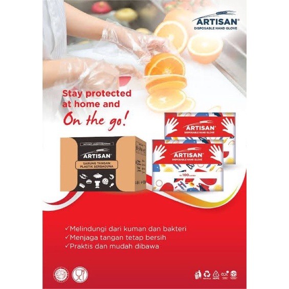 CXL - SARUNG TANGAN PLASTIK ARTISAN 100LEMBAR (50 PASANG)