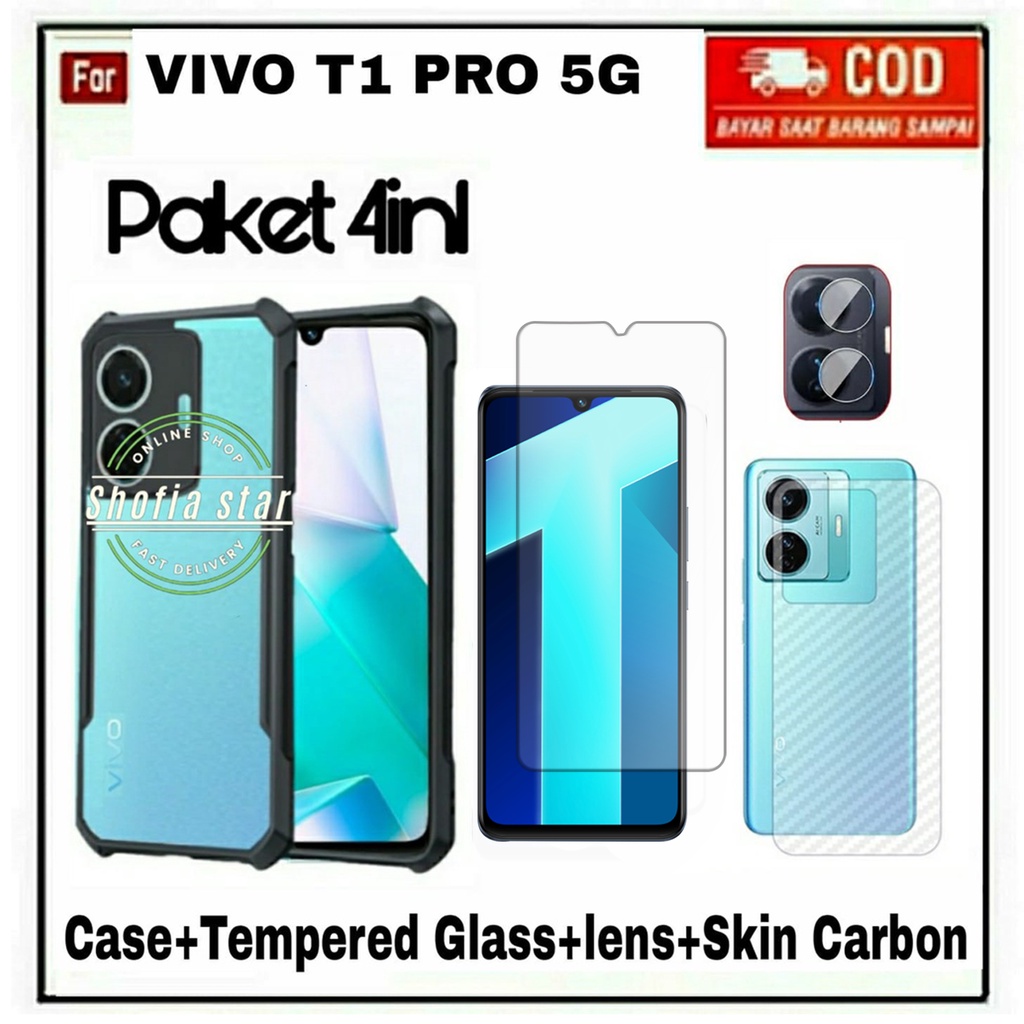 4IN1 CASE VIVO T1 PRO 5G T1 5G Y75 5G SOFTCASE SHOCKPROOF TRANSPARAN CASING