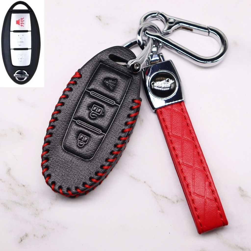 Untuk Nissan Almera Navara X-Trail Serena Livina Sylphy Remote Key Cover Leather Key Case