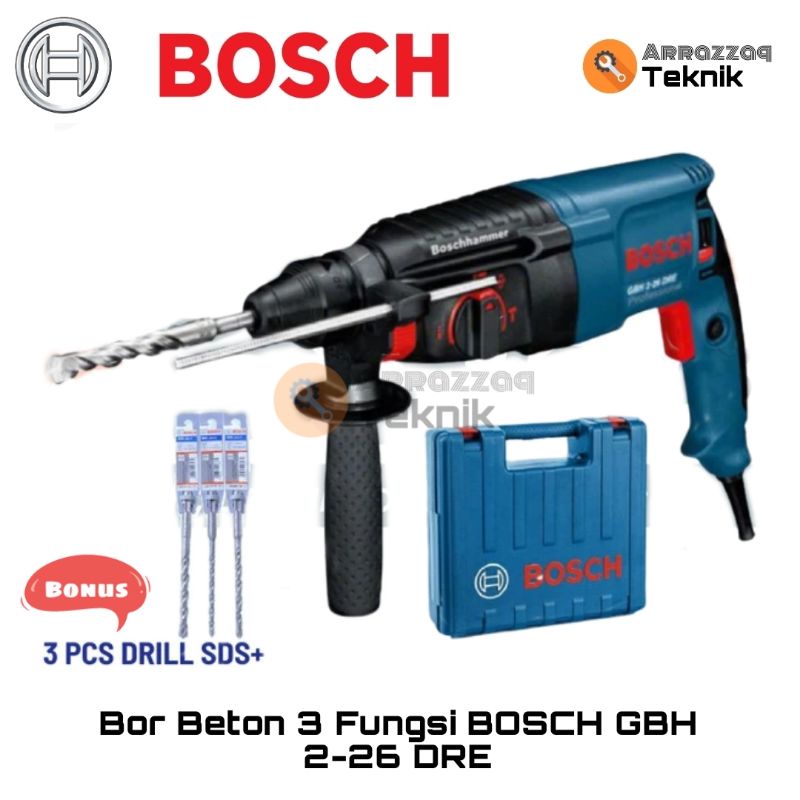 Bor Beton 3 Fungsi BOSCH GBH 2-26 DRE - Demolition Rotary Hammer SDS+
