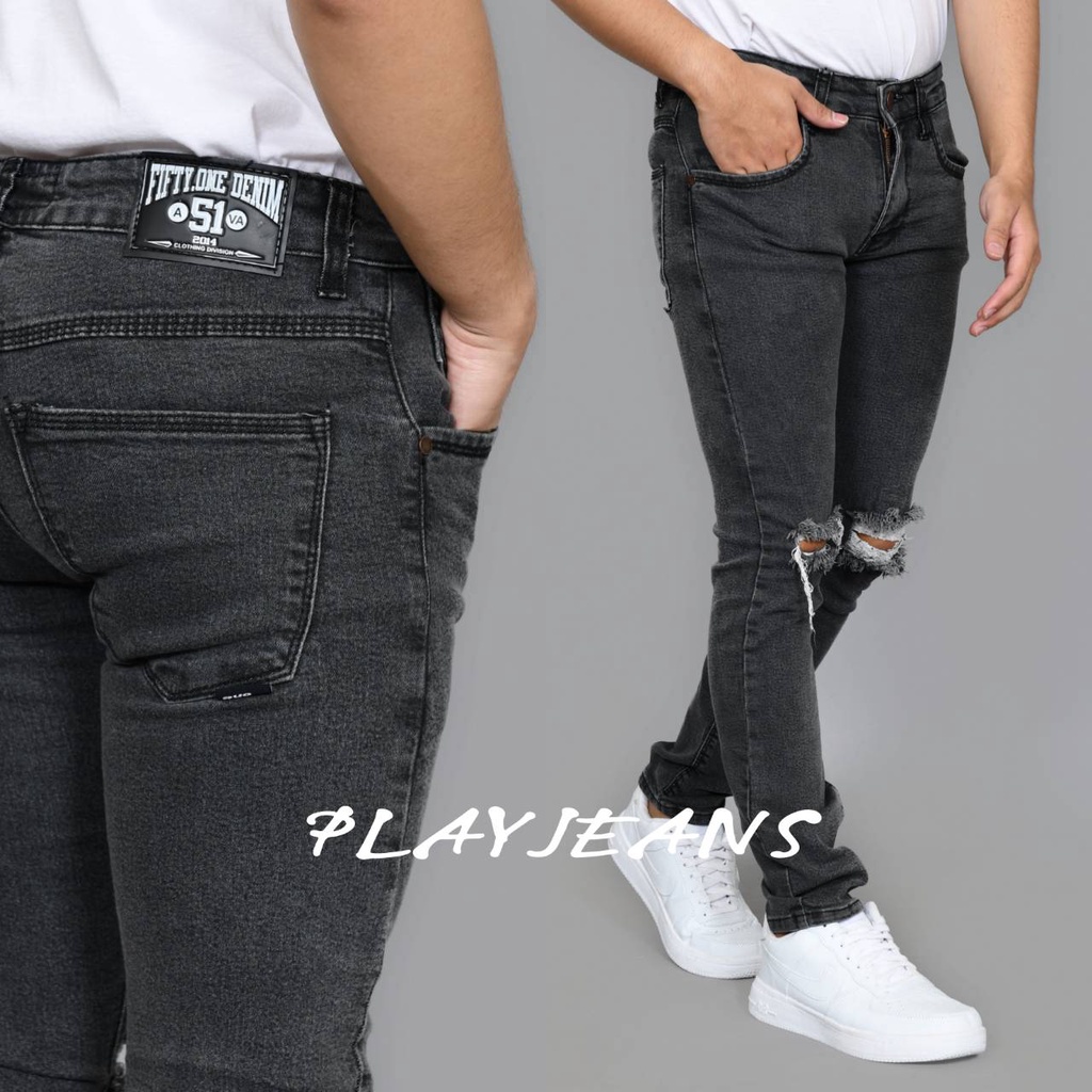 CELANA JEANS SOBEK PRIA Jeans Ripped  Celana Fifteen Denim  Jeans Model Skinny Pensil