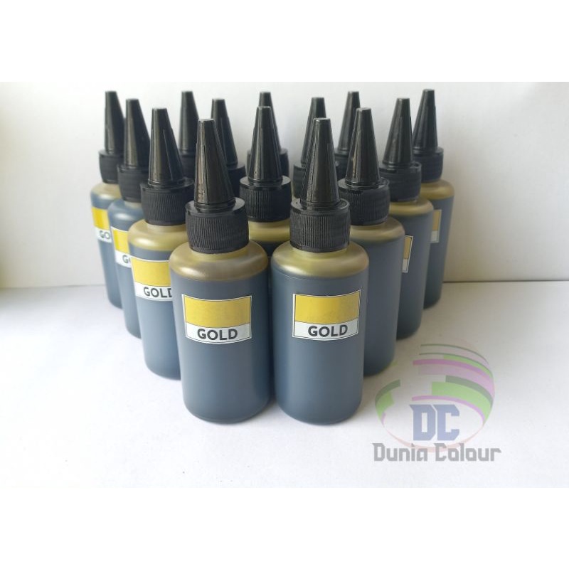 

Tinta Stampel Flash warna gold kemasan 100ML