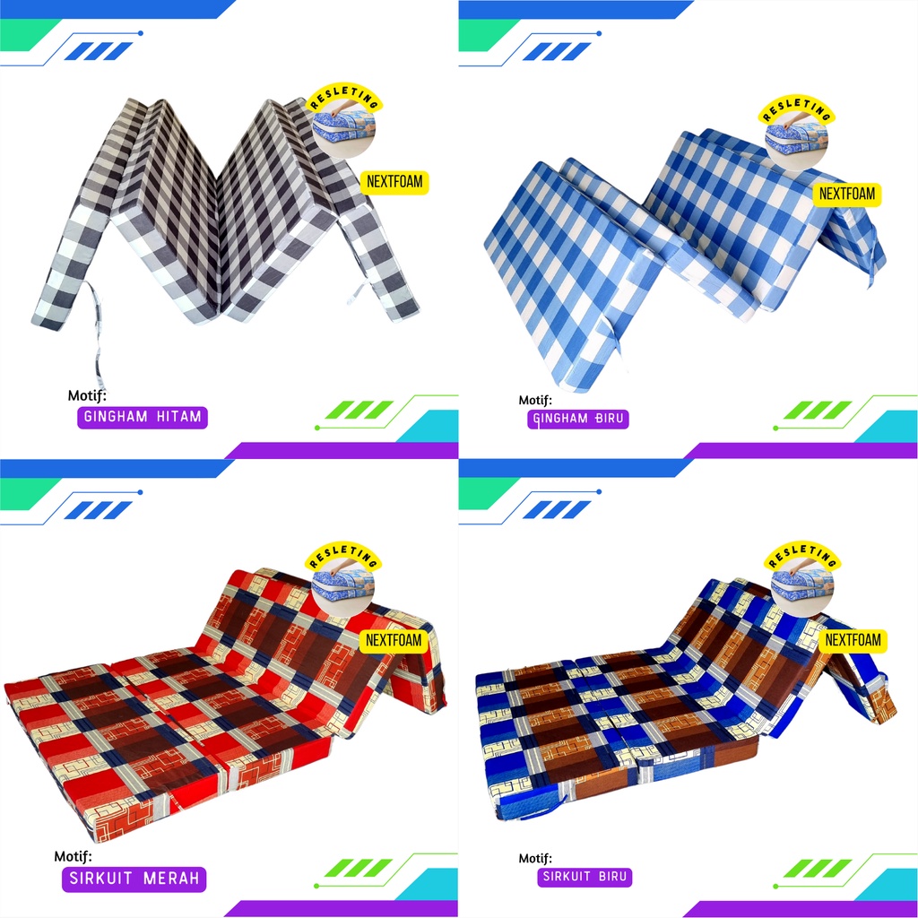 Sarung Kasur Busa Lipat Resleting Tebal 5,10, 15, 20 cm ukuran 200x200 200x180 200x160 200x145 200x120 200x100 200x90 200x80/ Cover Kasur Busa Inoac / Sprei Resleting