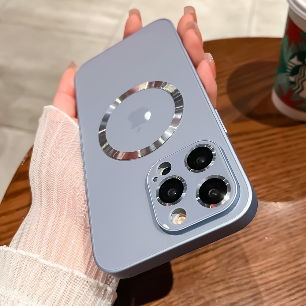 Casing Handphone Magnetik Kaca Tempered Untuk Iphone14Plus13 14 Pro Max12 Pro MAX Hard Case Pelindung Kamera Matt Casing iPhone