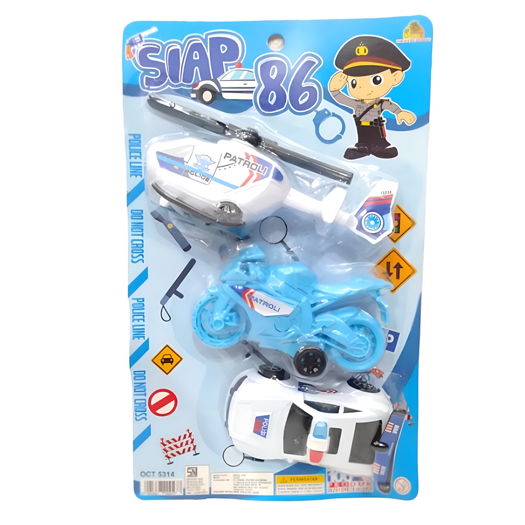 Mainan Anak Laki-laki Mobil Motor Helikopter Polisi Isi 3 Pcs Maenan Mobil Mobilan Damkar Untuk Anak