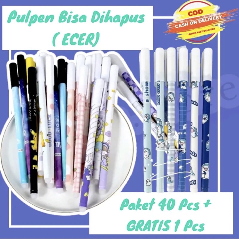 [40pcs FREE 1pcs] Pulpen Bisa Dihapus / Pulpen Hapus Ecer