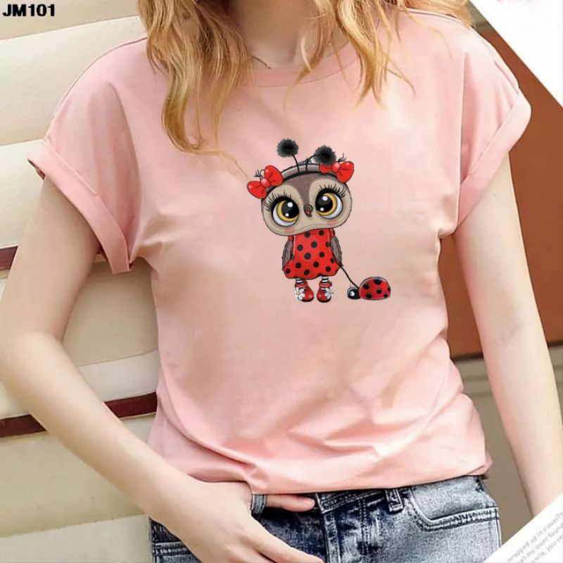 Kaos Wanita Baju Oblong Cewek Lengan Pendek Atasan Tshirt Oversize Dewasa Bird Fashion Cod