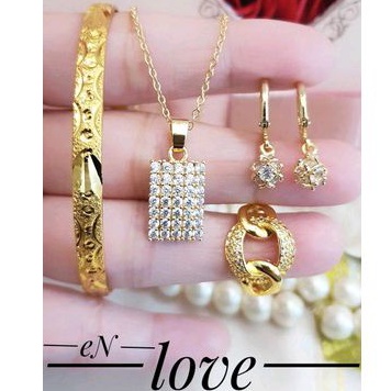 Xuping Set Perhiasan Wanita Dewasa Terbaru Warna Gold Lapis Emas 1601ab