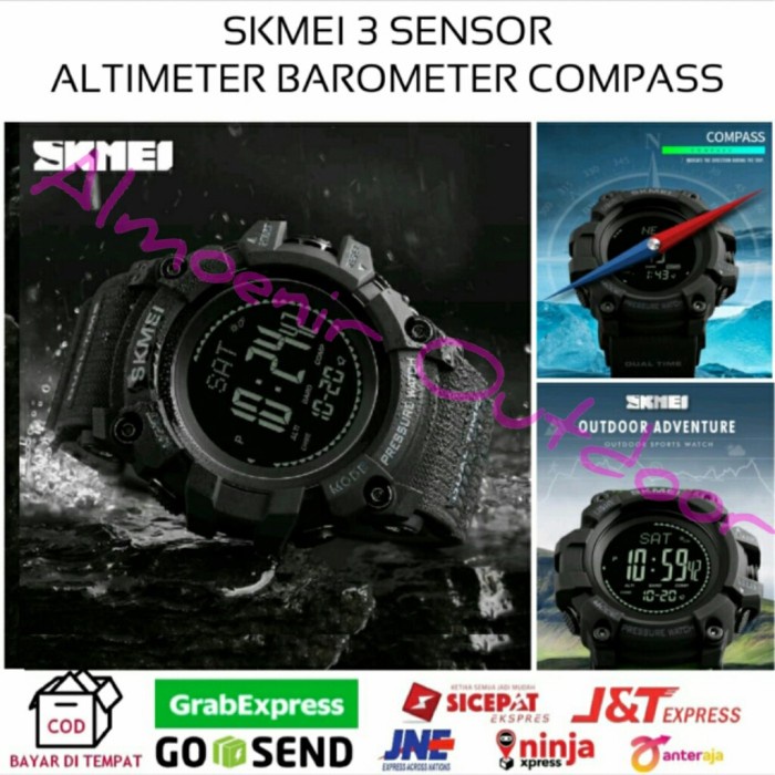 Kompas Jam Tangan Skmei 3 Sensor Altimeter Barometer Compas Outdoor Original