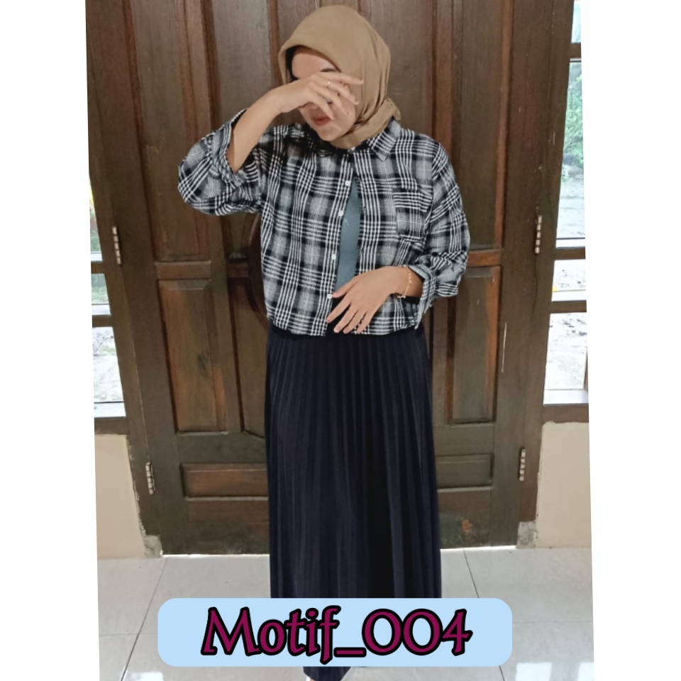 Zagzeg Clothing Atasan Kemeja Blouse Crop Top Wanita Perempuan Model Oversize Lengan Balon Outer Flanel Flannel Premium Kemeja Wanita Kotak Kotak Bisa Couple Anak