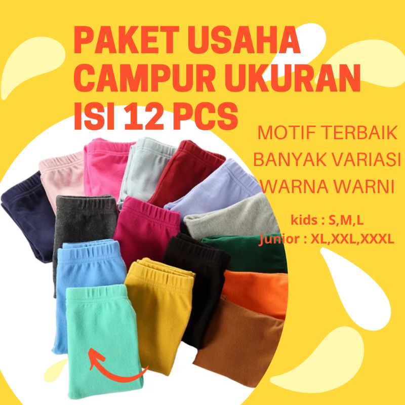 PAKET USAHA DAN PAKET LEBIH MURAH CELANA LEGGING ANAK ISI 12 PCS