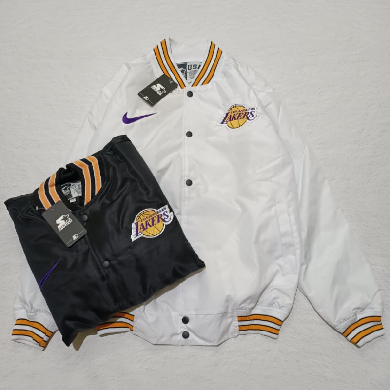Jaket Varsity Nike Lakers Bordir Full Tag
