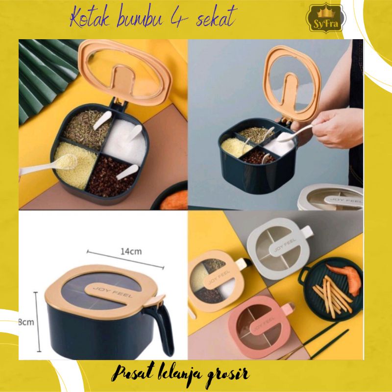 tempat bumbu 4 sekat / kotak bumbu 4 in 1/ tempat bumbu dapur