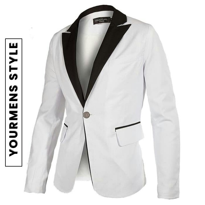 BLAZER PRIA WARNA PUTIH OREGON WHITE MODEL SLIMFIT TERBARU HIGH TWIST NIKAYU