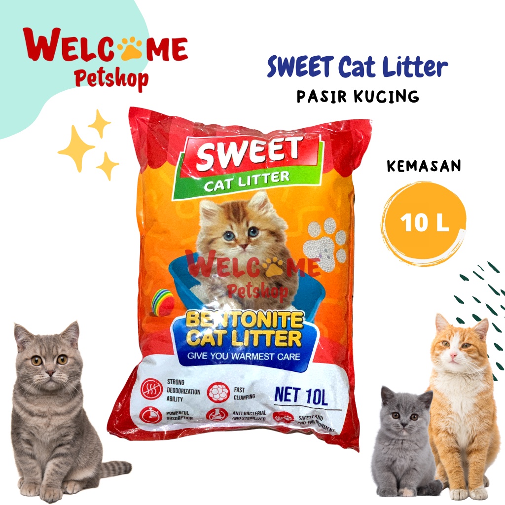 (GOJEK) Sweet Cat Litter 10L Pasir Kucing Gumpal Bentonite Wangi Liter