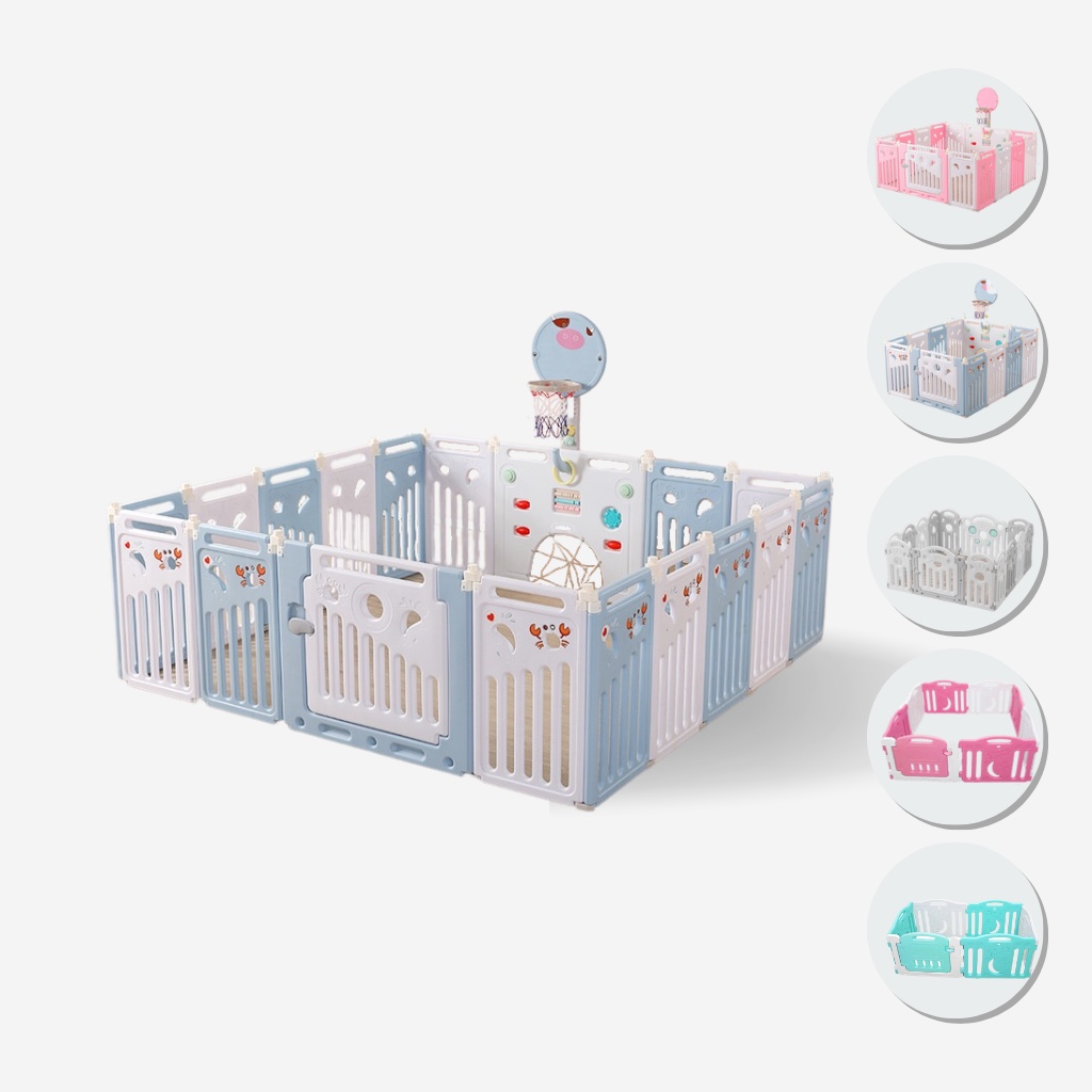KIDDAILY PAGAR MAINAN ANAK 12+2 FREE RING BASKET BABY FENCES PAGAR BAYI PLAYPEN PLAY FENCE
