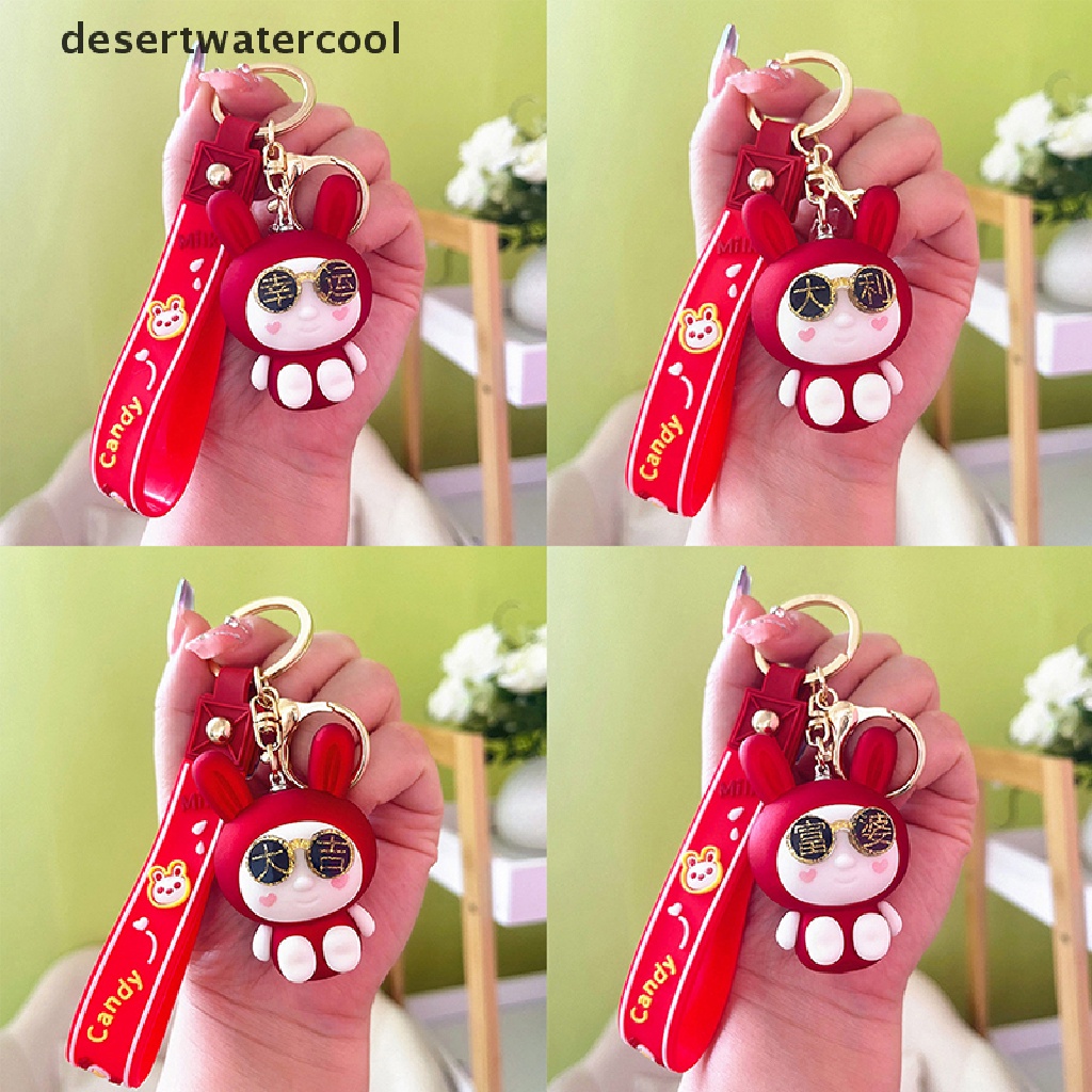 Deid Cute Bunny Keychain Kartun Hewan Kelinci Kreatif Tahun Baru Gantungan Kunci Tas Boneka Liontin Kunci Mobil Liontin Dekorasi Gantungan Kunci Hadiah Natal Martijn