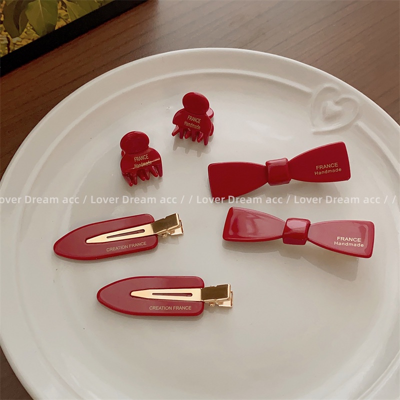 JEPIT PIN PONI RAMBUT WARNA MERAH MODEL PITA BASIC RETRO RED COLOR BANGS BB CNY IMLEK BOBBY PINS WARNA POLOS JEPITAN HAIRCLIP PLASTIC HAIR CLIP SNAP HAIRPIN SNAP ELEGAN FRENCH VINTAGE KOREAN STYLE AKSESORIS KLIP MINI RAMBUT COLORFUL RIBBON ACCESSORIES