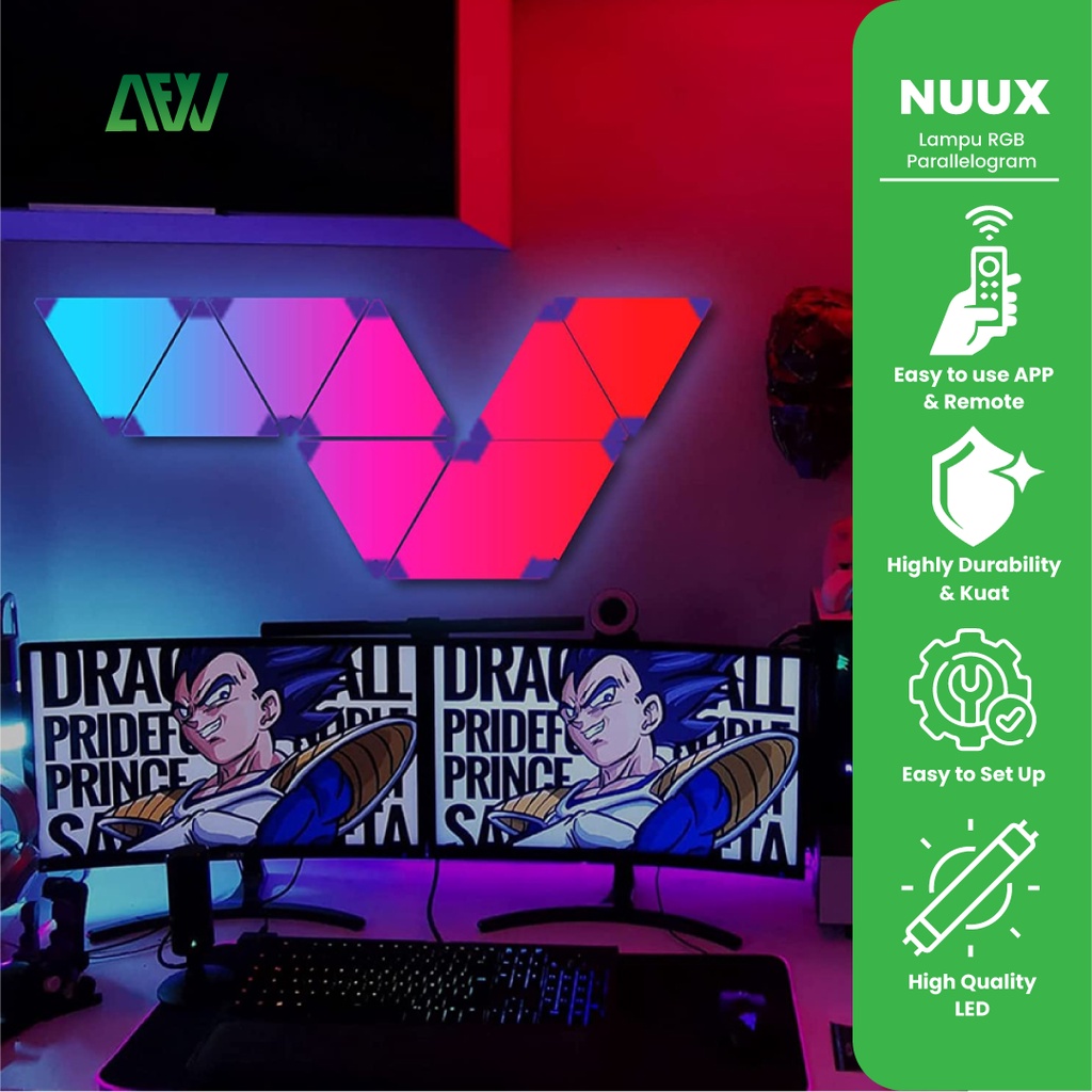 NUUX Lampu RGB Parallelogram Panel Nano Leaf Lampu Hias Warna-Warni