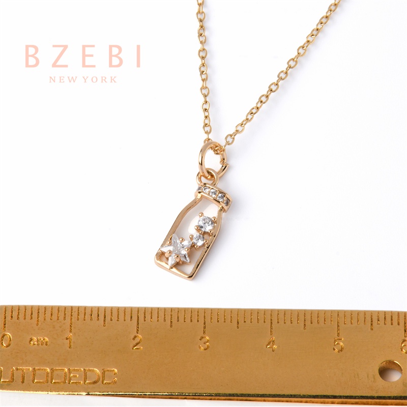 Bzebi Kalung Emas 18k, Kalung Baja Titanium, Kalung Liontin Berlian, Anti Karat, Aksesoris Fashion Wanita, Perhiasan Gaya Korea, Hadiah Ulang Tahun Dengan Box Eksklusif 856n