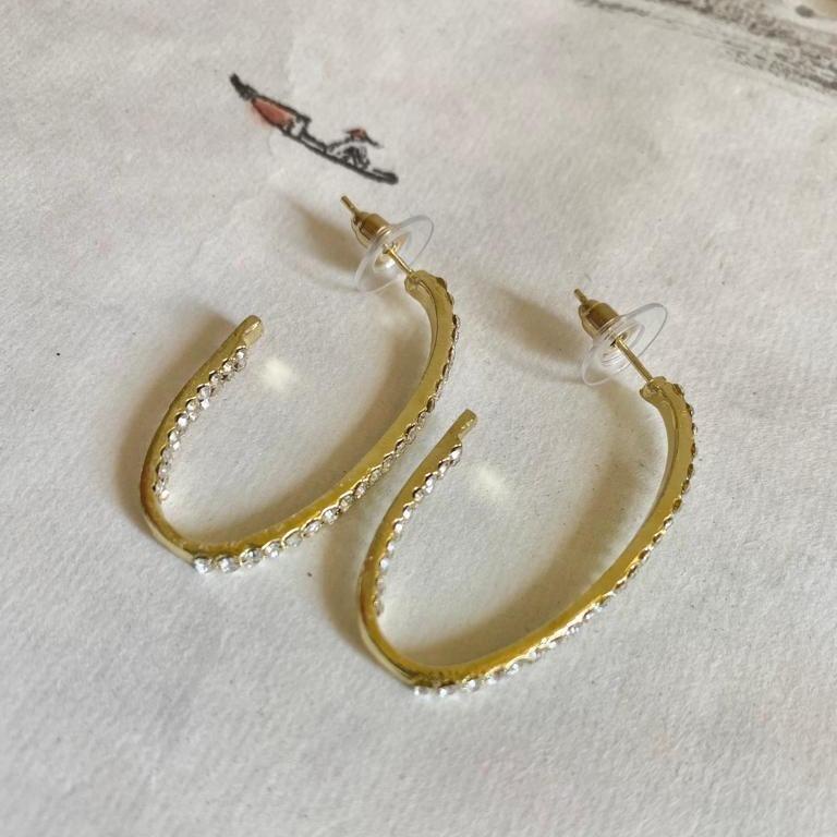 Anting Gantung Menjuntai Berlian Setengah Penuh Aksesoris Wanita