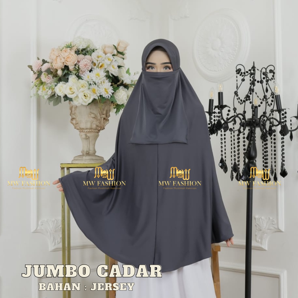 MAWADDAH Kerudung Bergo Cadar Niqob/Jilbab Syari Polos /Hijab Super Jumbo Cadar Tali Jersey ( Jumbo 