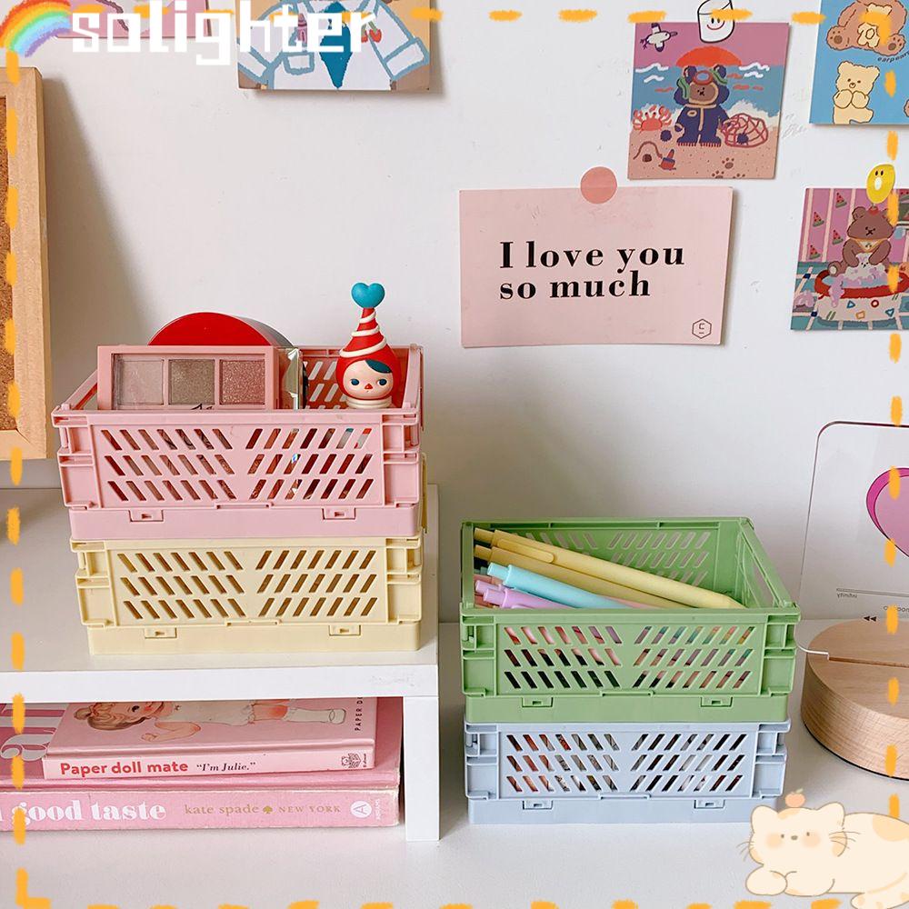 Solighter Tempat Penyimpanan Dapur Rumah Mini Desktop Organizer Keranjang Siswa Plastik