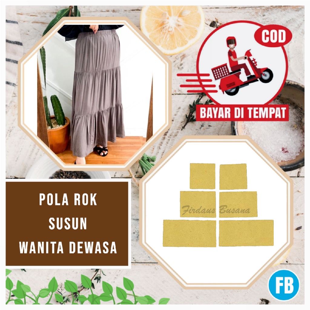 【COD】Pola Rok Susun Dewasa | Pola Instan Rok | Pola Jiplak Rok | Pola Jahitan Lengkap Firdaus Busana