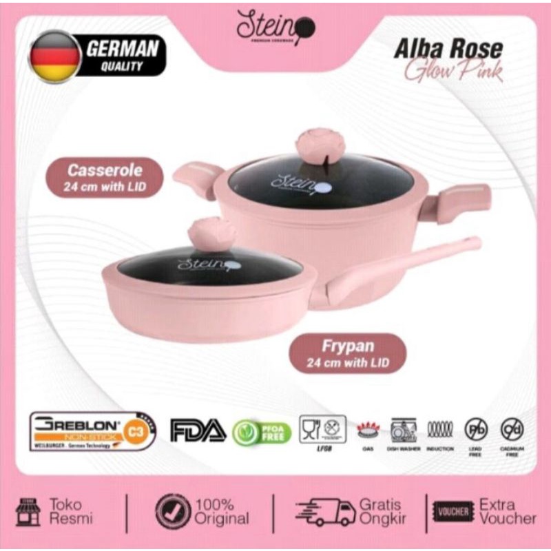 STEINCOOKWARE Alba Rose Set 2 in 1 panci set Granite ROSE Series
