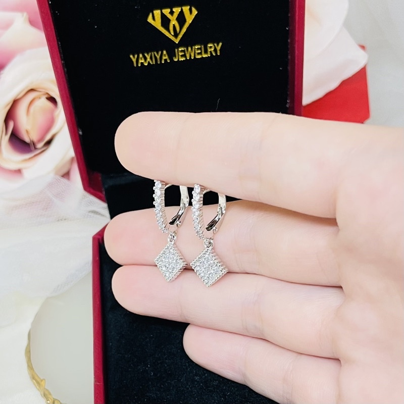 Anting jepit permata mewah silver yaxiya