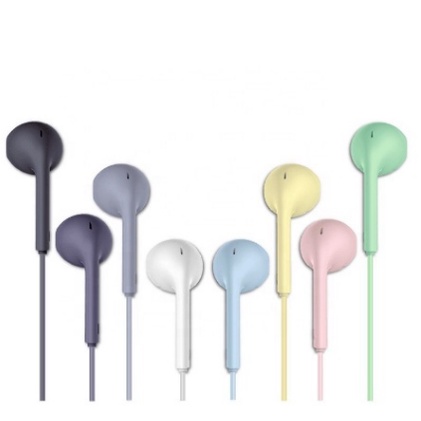 HEADSET MACARON U19 Hifi Stereo Extra Bass Handsfree Matte Colorfull Earphone Jack 3.5mm With Mic