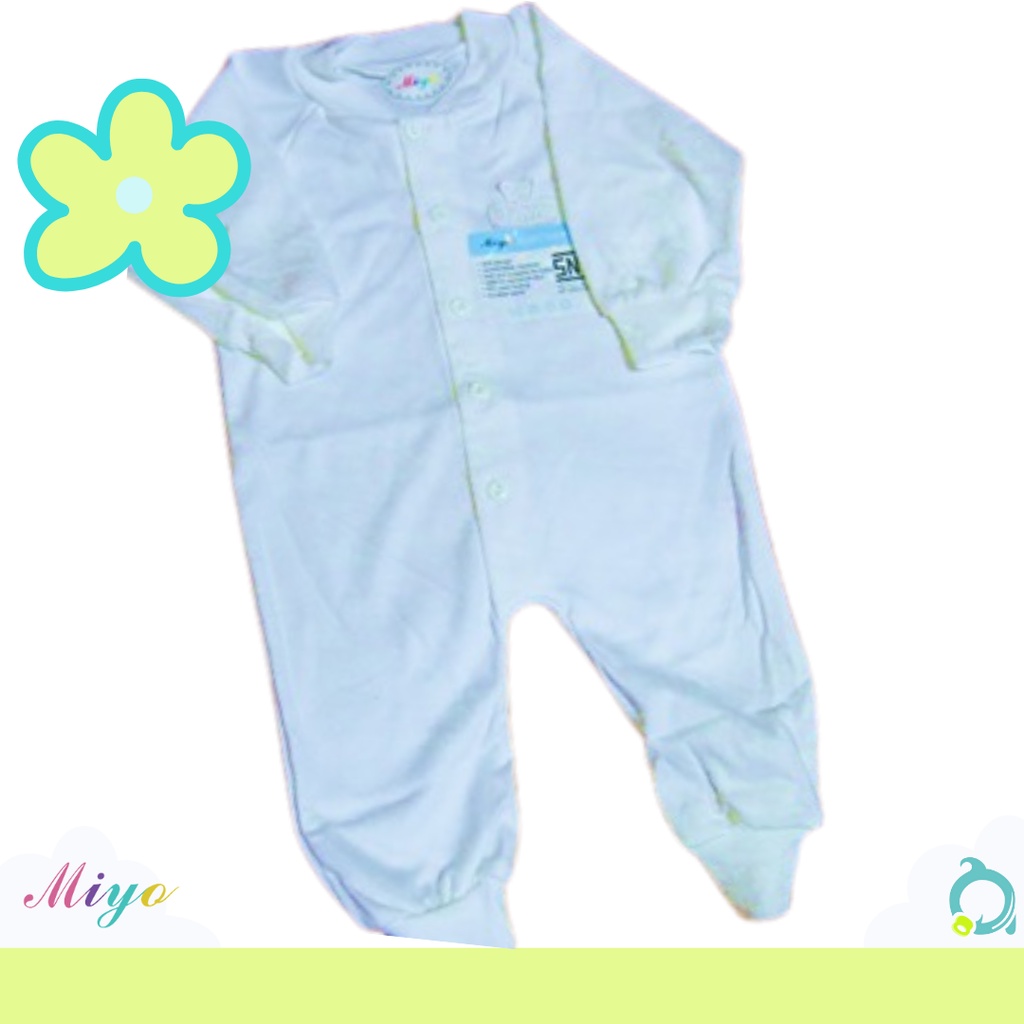 MIYO Baju Kodok Tutup | Buka Kaki | Jumper | Romper Putih Size Newborn (1 pcs)