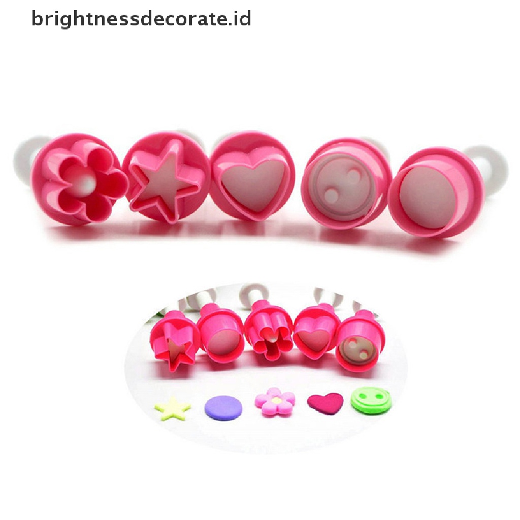 [Birth] 5pcs Cookie Cutter Cetakan Kue Bintang Tombol Plum Hati Biskuit Fondant Stamp Mold [ID]