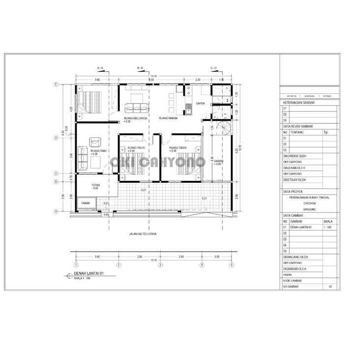 Jual Desain Denah Rumah 2D - Gambar Rumah Tinggal - Kost - Paviliun